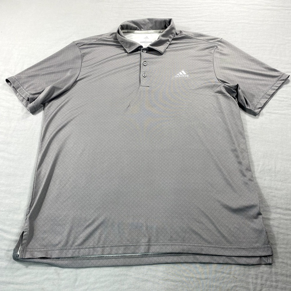 Adidas Golf Polo Shirt Mens‎ Large Gray Argyle Performance Lightweight Stretch